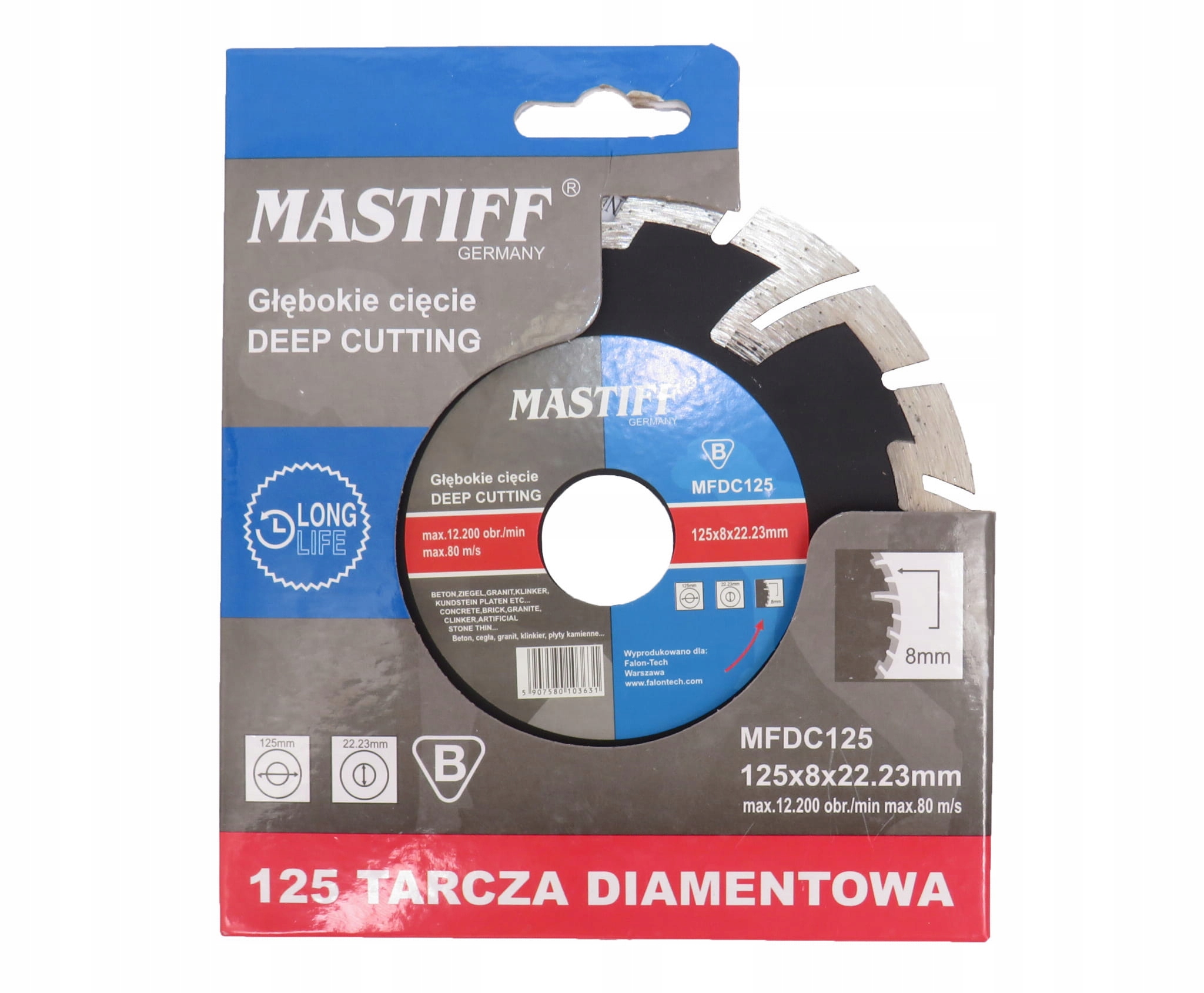 TARCZA DIAMENTOWA SEGMENTOWA 125mm DO KOSTKI BETON Seria GŁĘBOKIE CIĘCIE