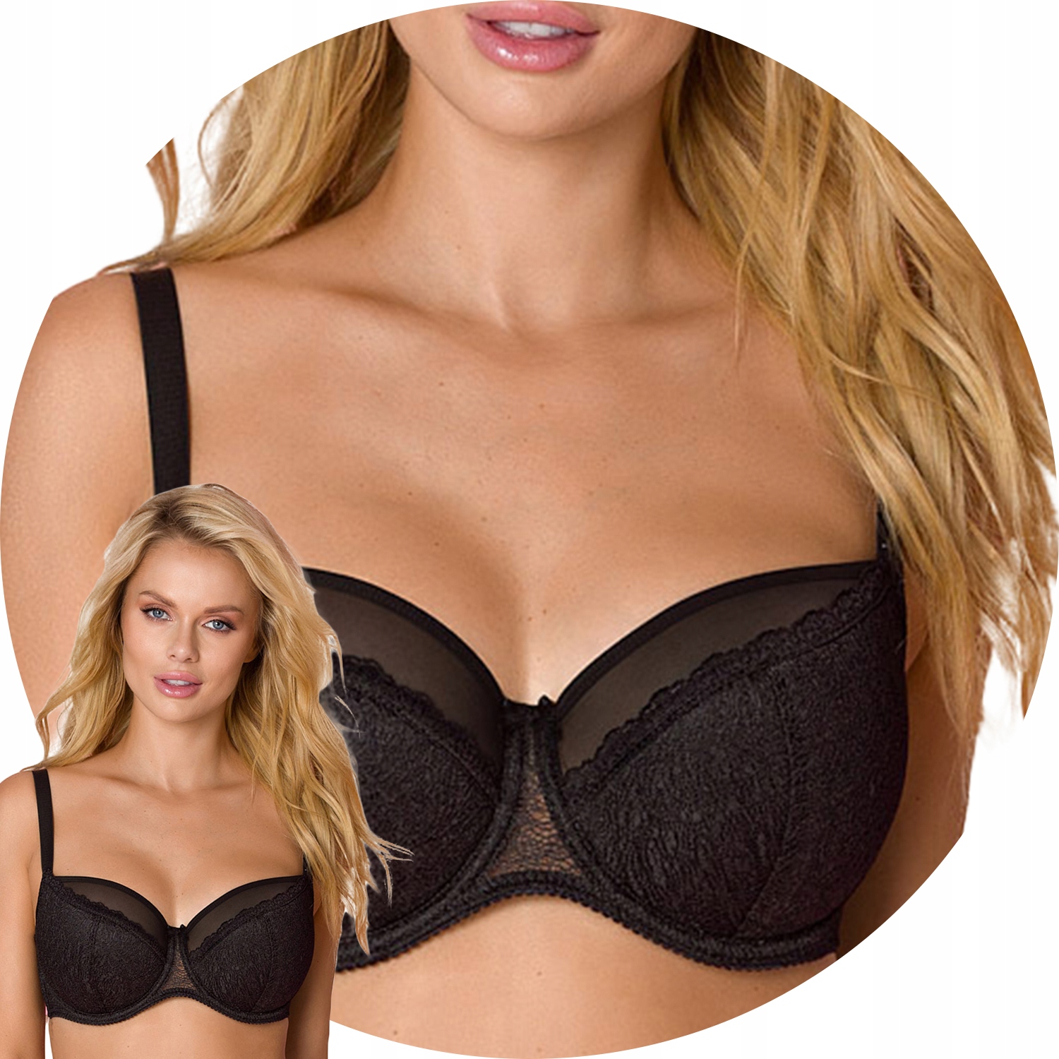 Vena VB-323 czarny koronka Biustonosz półusztywniany 90E Semi Soft