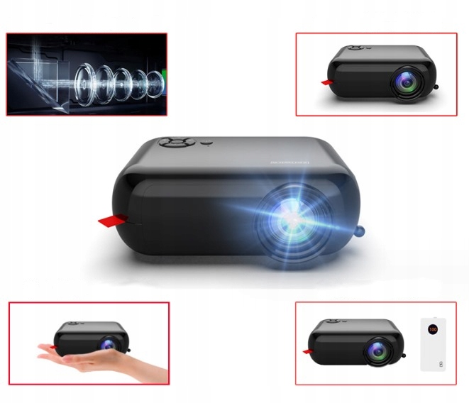 Mini PROJEKTOR do Telefonu PRZENOŚNY RZUTNIK FULL HD WiFi LED HDMI 1800lm Kontrast (x:1) 2000