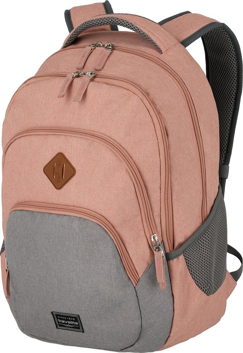 Batoh Travelite Basics růžový, šedý