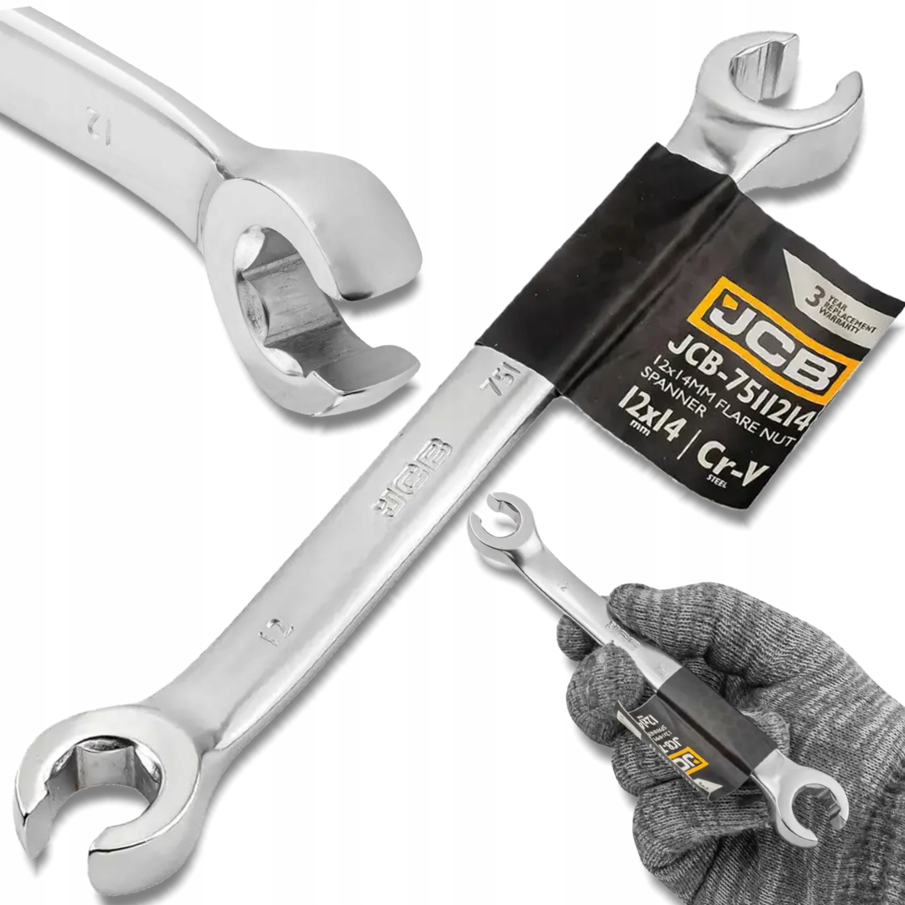 Jcb Klucz Oczkowy rozcięty 12x14 mm 2-STRONNY Cr-V 6-KĄTNY