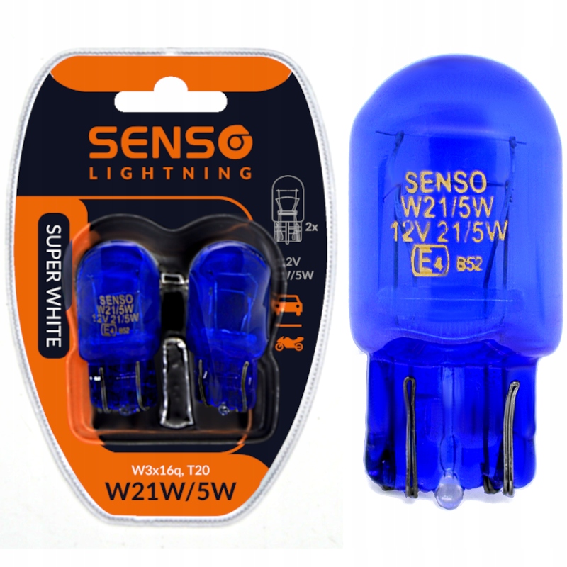 2x Żarówka Senso W21/5W T20 12V White Xenon