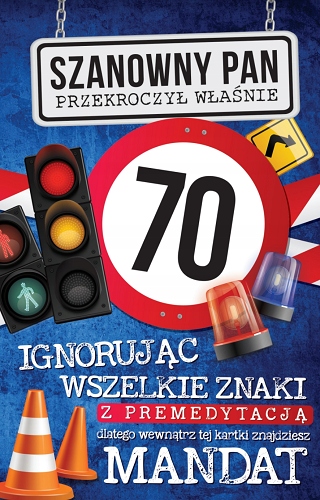 

Kartka na 70 urodziny dla mężczyzny z żartem JCX17