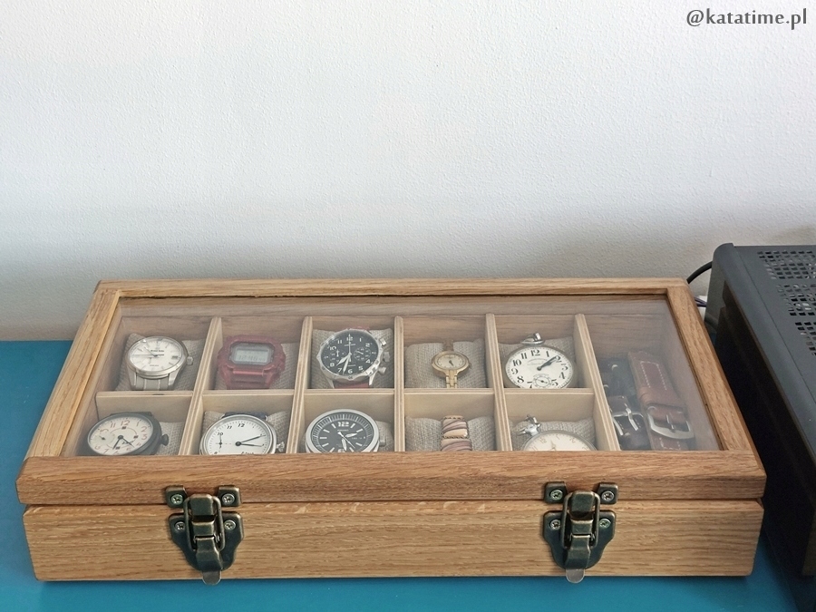 KOMÓDKA SKRZYNECZKA KASETKA PUDEŁKO NA10 ZEGARKÓW DREWNO ROBIONA RĘCZNIE EAN (GTIN) 48000000008655