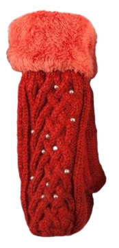 

Rękawiczki Damskie Rude Długie Ciepłe Koraliki