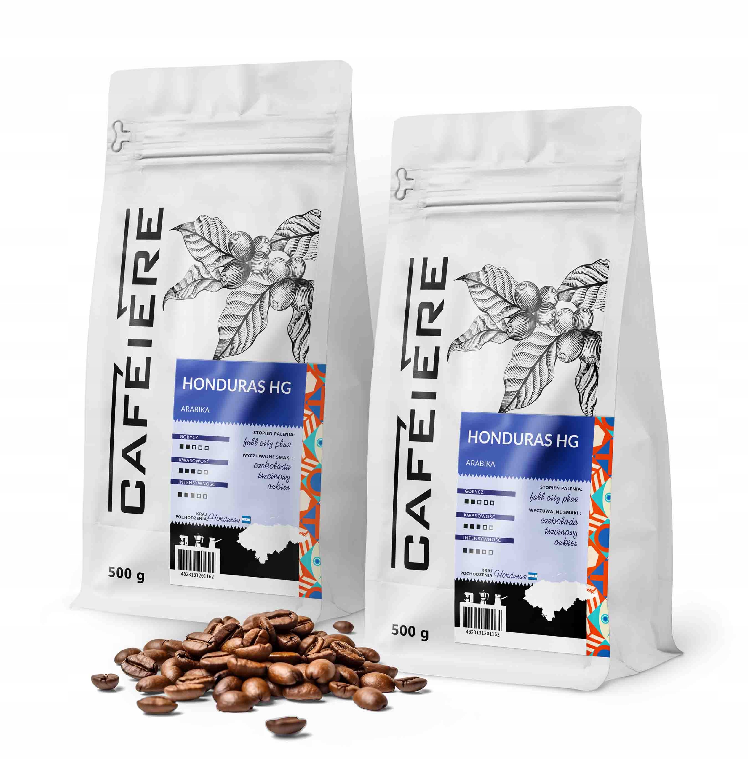 Levně Káva zrnková 1 kg Honduras Hg 500 g x2 Čerstvě pražená Arabica 100%