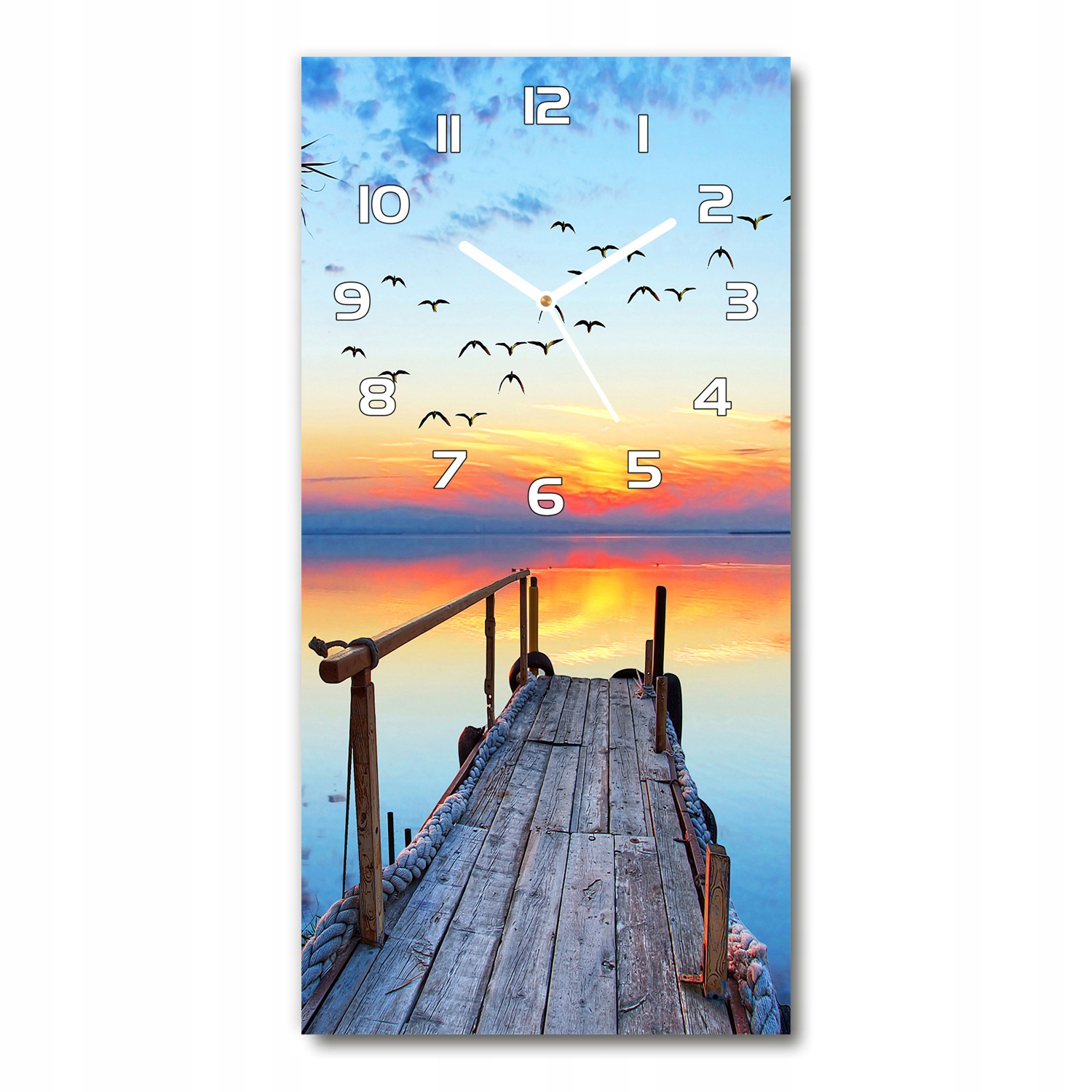 Nástenné sklenené hodiny Drevené mólo 30x60 vertikálne