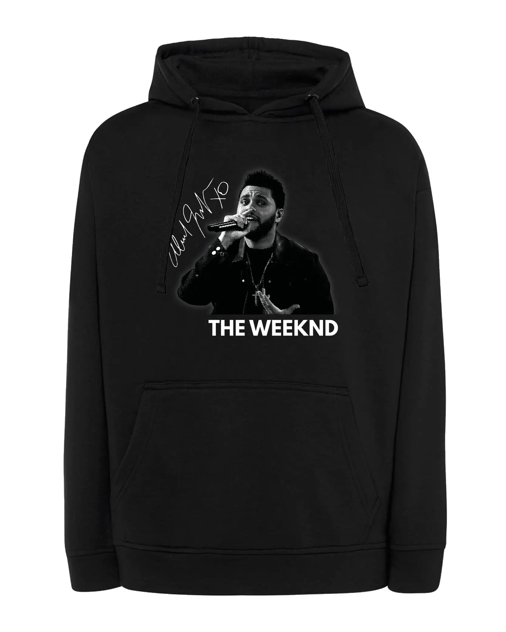 Mikina s kapucí Hvězda scény Portrét zpěváka Autogram Černá M