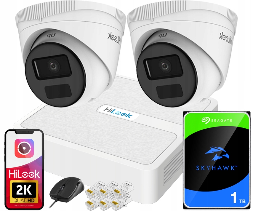 Sada na monitorovanie 2 kamier 4MPx 2K+ IPCAM-T4-P PoE HiLook od spoločnosti Hikvision