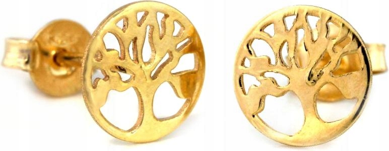 Zlaté náušnice 585 celebrity strom štěstí elegantní design jako dárek