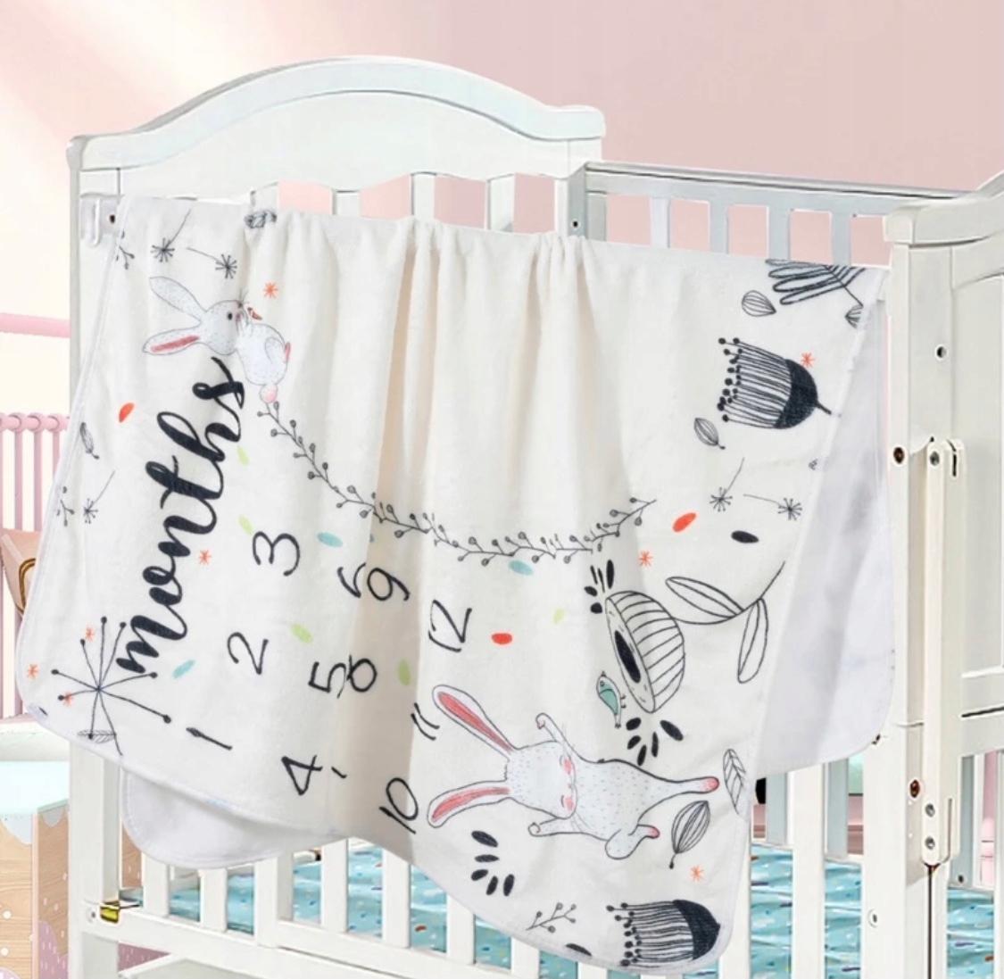 Foto kocyk z króliczkiem +RAMKA mata do zdjęć Marka MamyMy