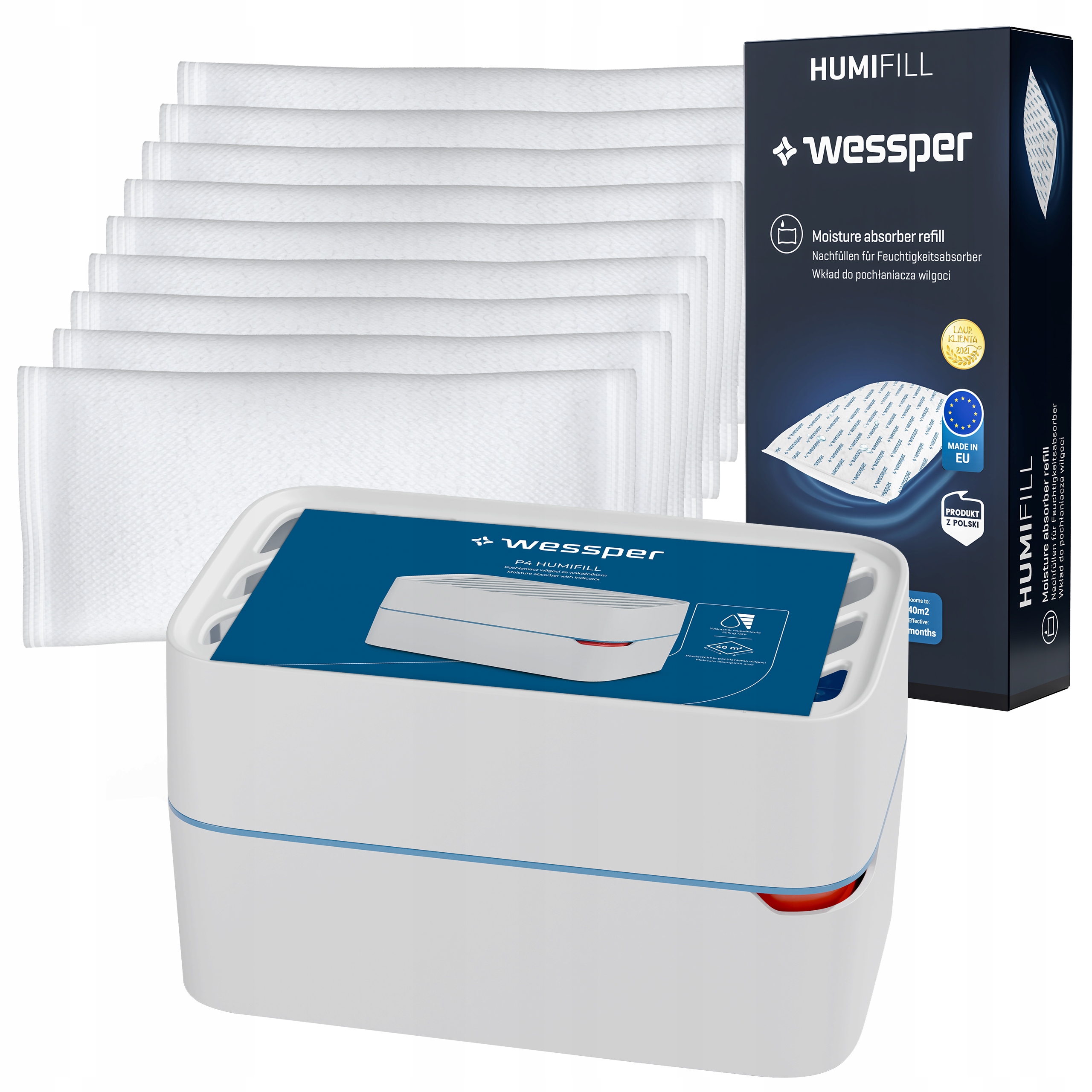 Pohlcovač vlhkosti Wessper P4 Humifill s indikátorem 10 x náplň 500 g