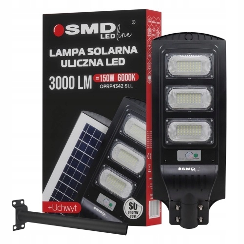 Led Pouliční Lampa Solární 150W 12.6AH 6000K 3000LM Držák