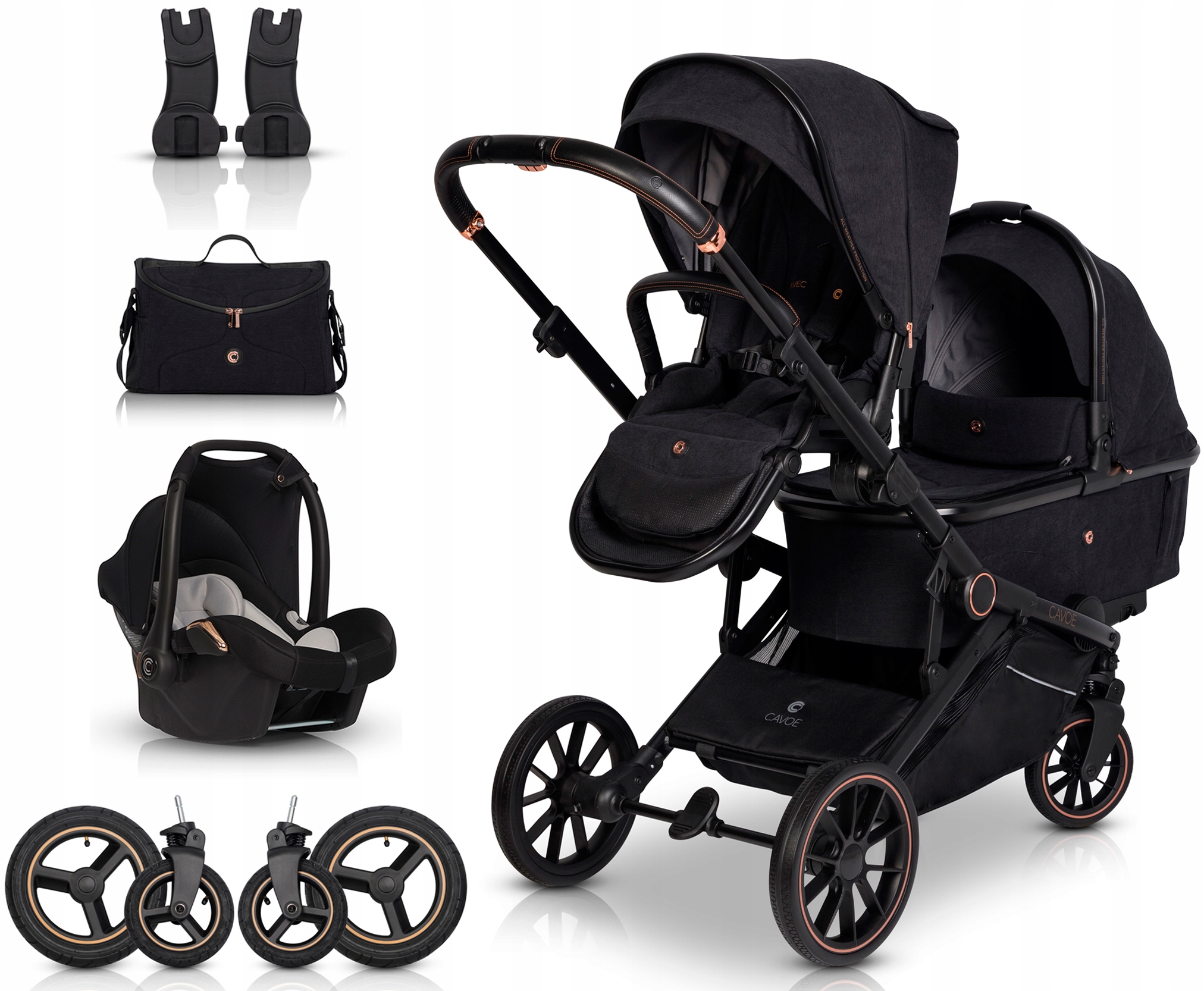 Коляска твиновская AVEC СИДЕНЬЕ, КОЛЕСА, ЛЮЛЬКА, СУМКА