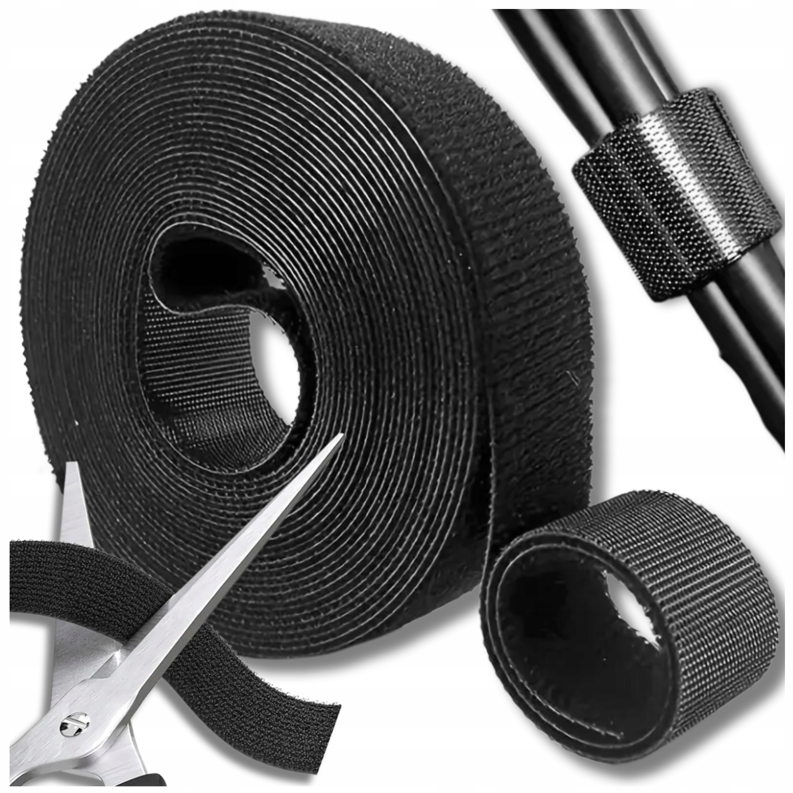 Taśma rzepowa rzep do Kabli opaska regulowana 10m czarna organizer na kable