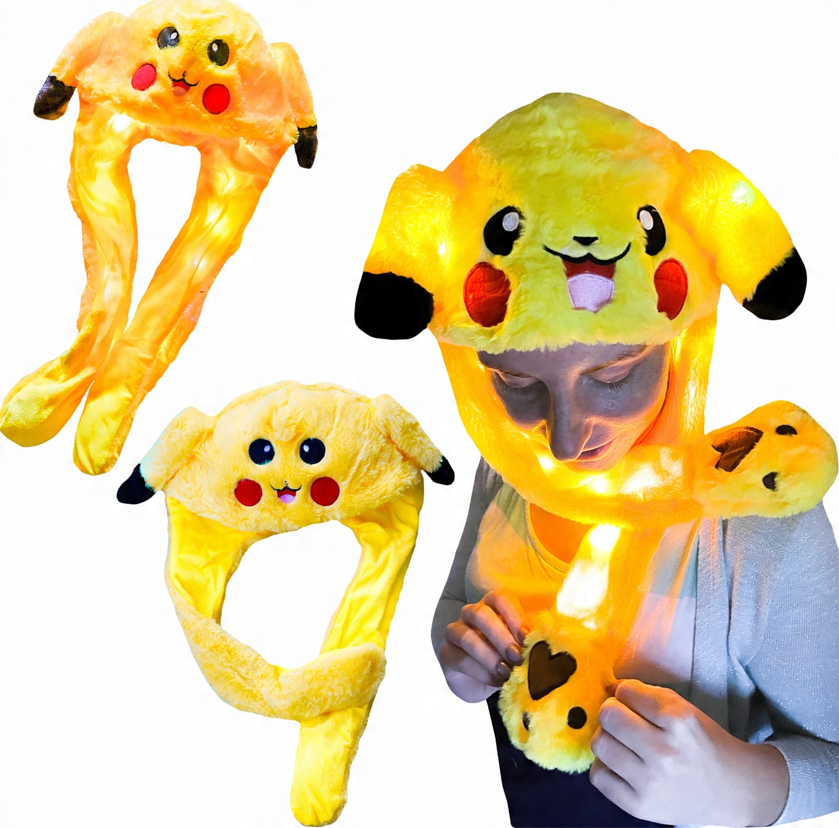 

Pluszowa Czapka Z Ruchomymi Uszami Pikachu Świeci