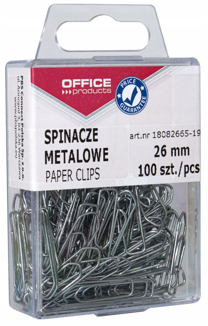 

Spinacze metalowe 26mm 100szt biurowe okrągłe