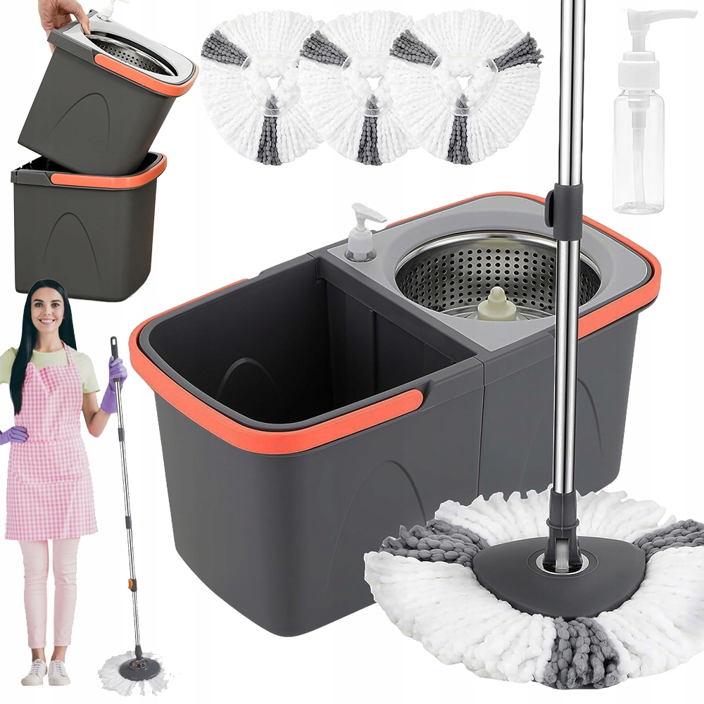 Levně Rotační Mop S Kbelíkem Perfect Clean 360 2V1 Mikrovlákno Sada