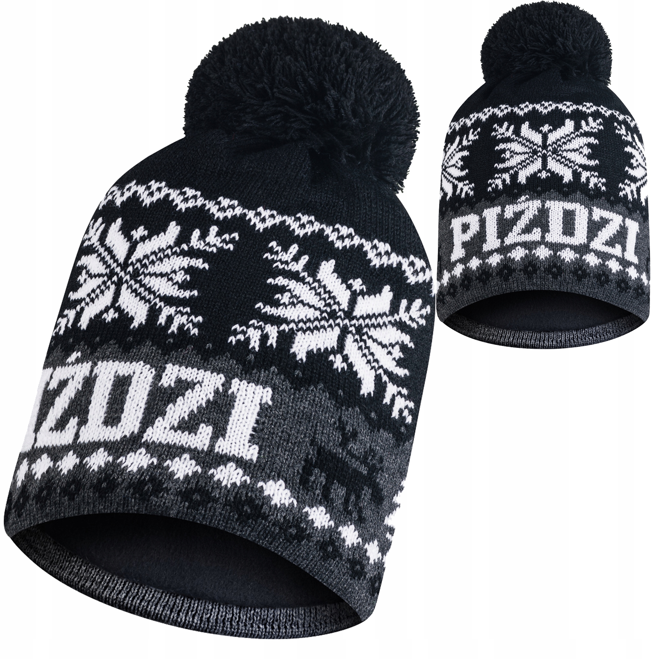 

Czapka zimowa Piździ z pomponem polar termoaktywny