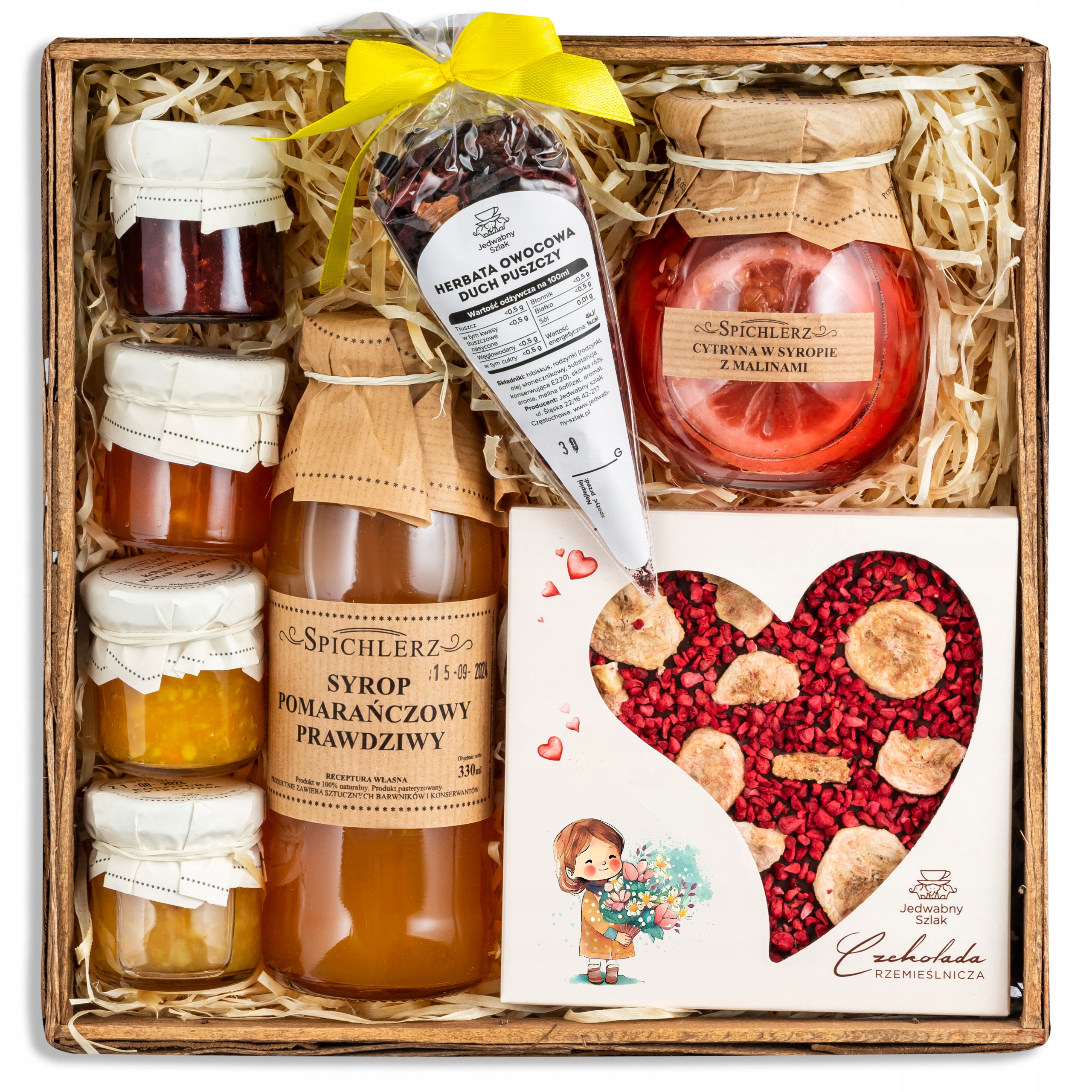 Levně Dárkový Košík pro maminku babičku, sada dobrot čaj Sirup čokoláda