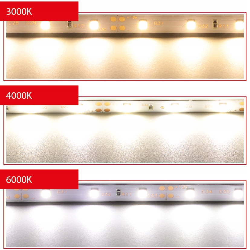 TAŚMA LED 12V ROLKA 5M CIEPŁA SUPER JASNA 48W IP20 Moc 48 W
