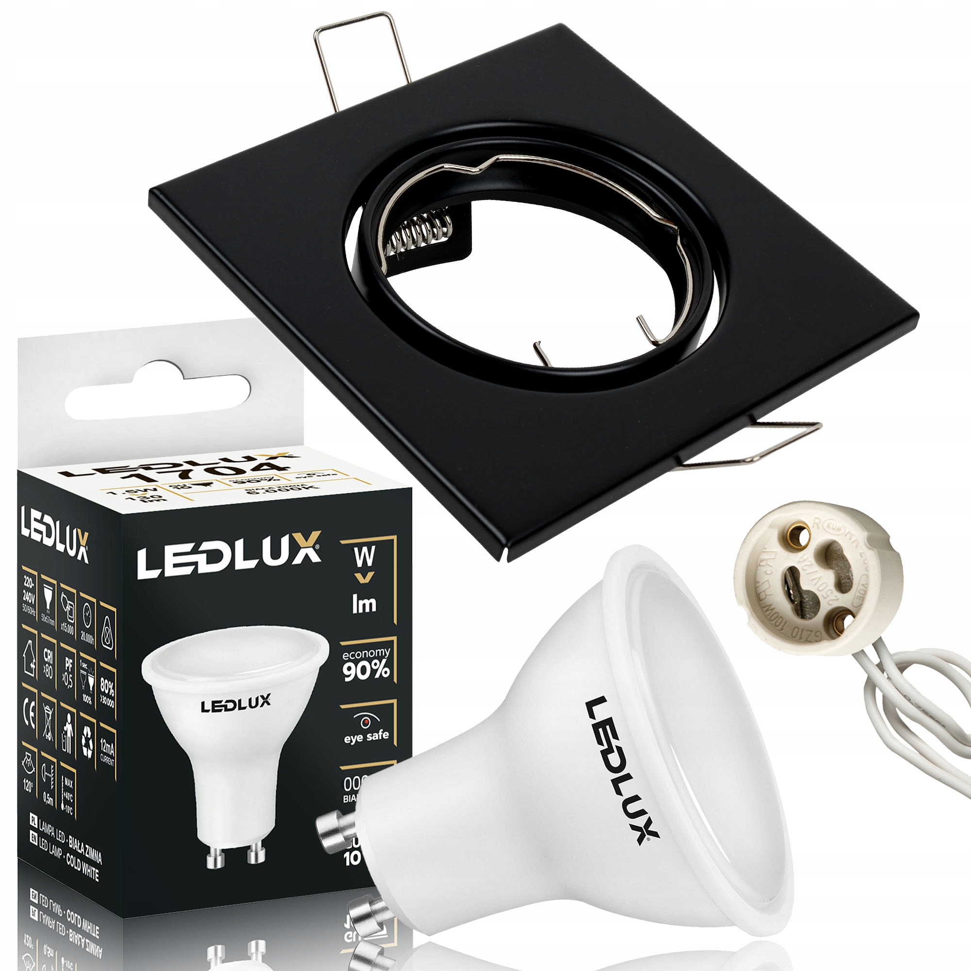 Oprawa halogenowa RUCHOMA kwadrat + LED GU10 10W