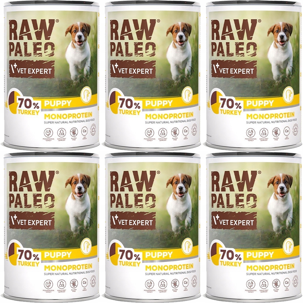 Vlhké krmivo pro štěňata VetExpert Raw Paleo Krůta Puppy Can 6x400g