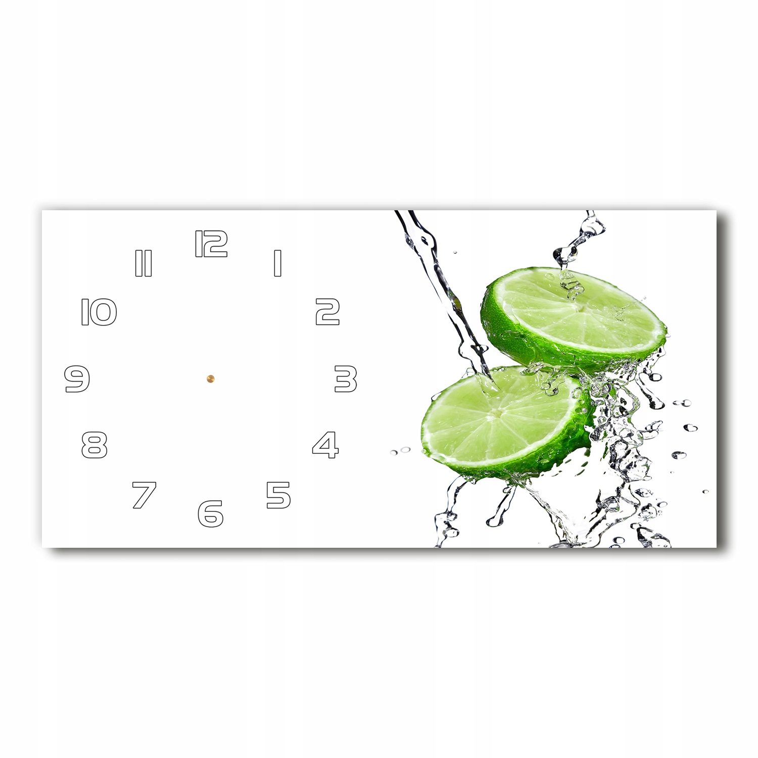 

Zegar ścienny szklany cichy Limonki i woda 60x30cm
