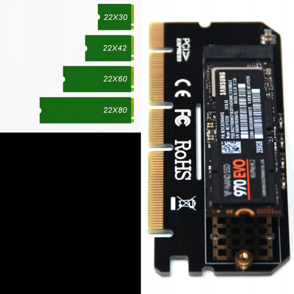 Adapter Pci-e x4 x8 x16 SSD m.2 NVMe Dysk Riser