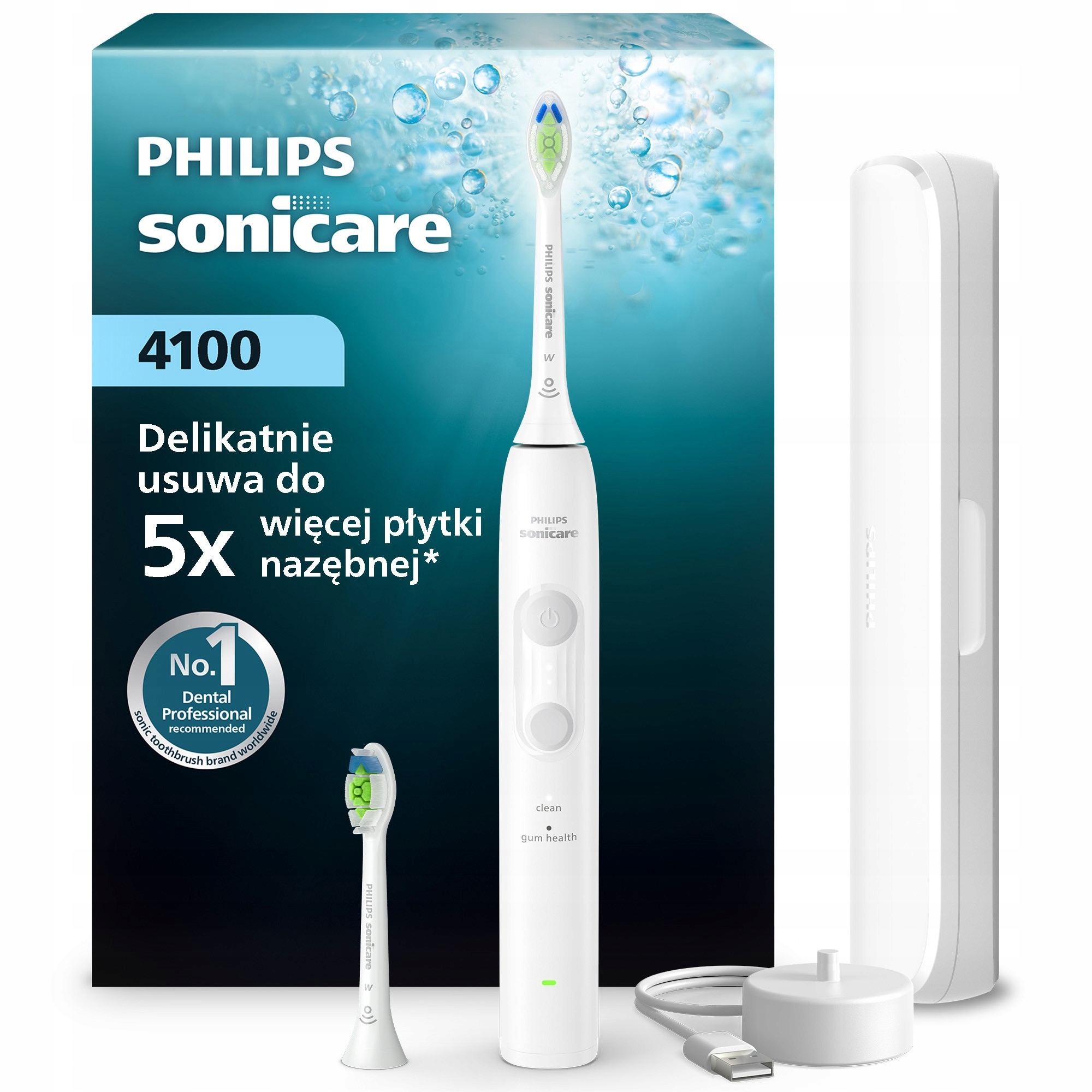Philips Sonicare 4100 szczoteczka soniczna biała etui podróżne HX4044/41