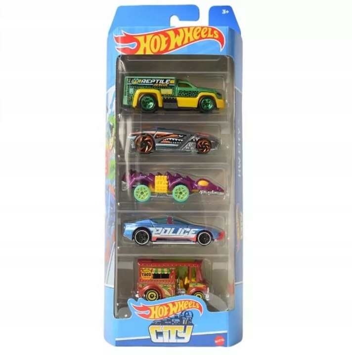 AUTKA HOT WHEELS 5 SZT. HW CITY HTV39 - POLICJA!