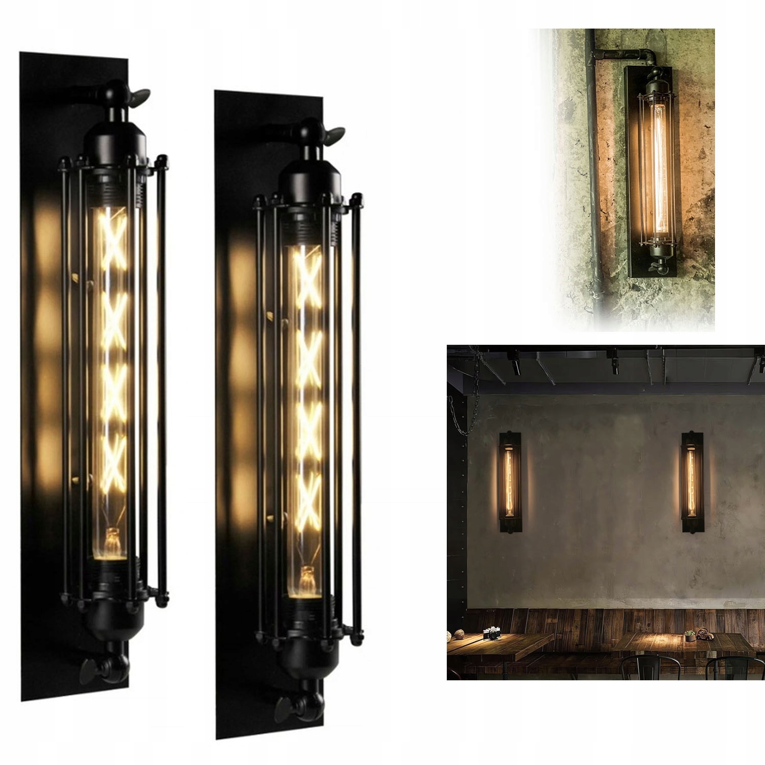 2ks Retro lampa Starožitná nástěnná lampa Vintage Industrial Klec Nástěnné svítidlo Pokoj