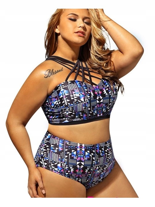

Strój kąpielowy wysoki stan kwiaty Plus Size 56