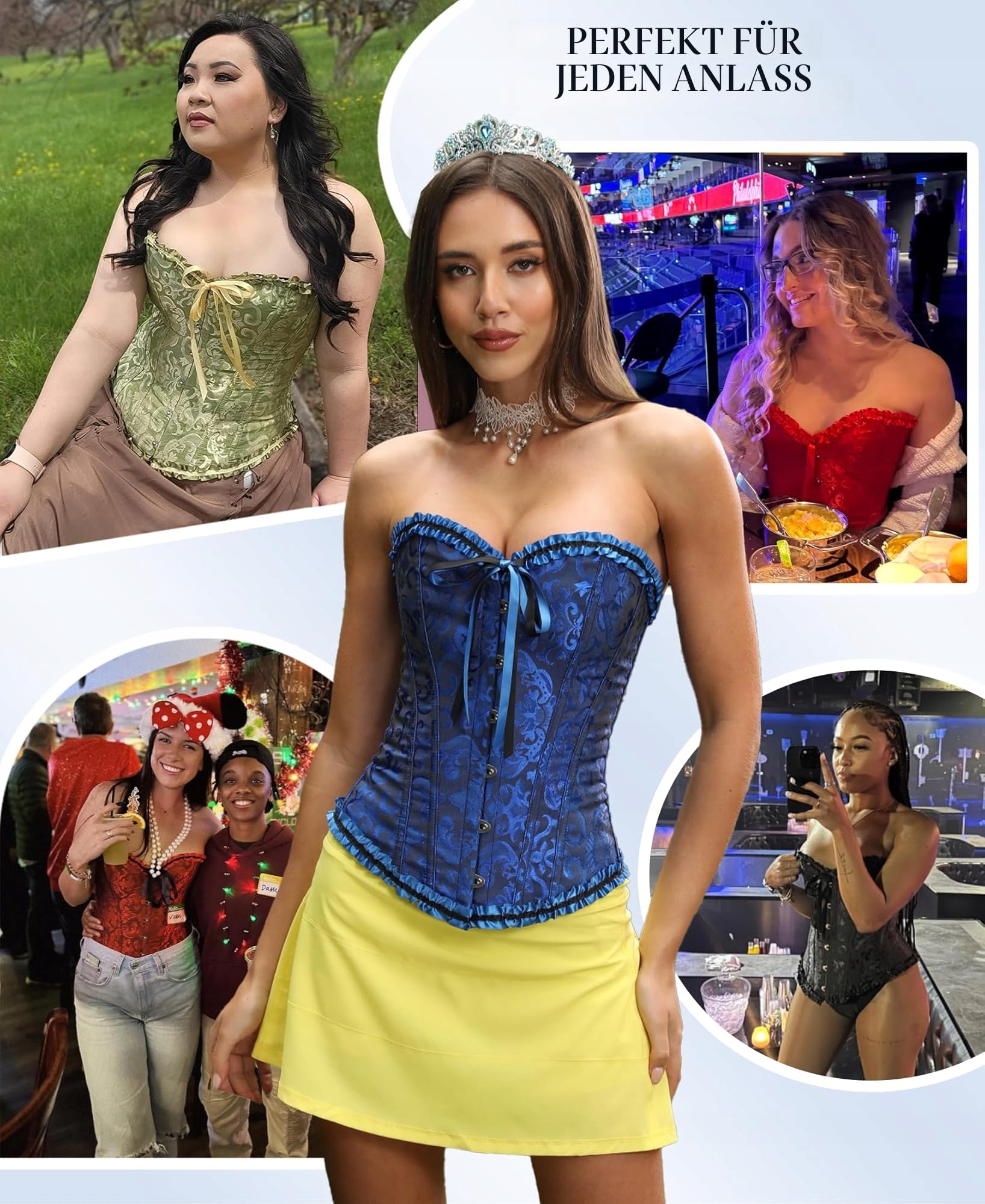 SZIVYSHI Damski Gorset Sexy Steampunk Gotycki Piracki Czarny Niebieski S — miniatura 9