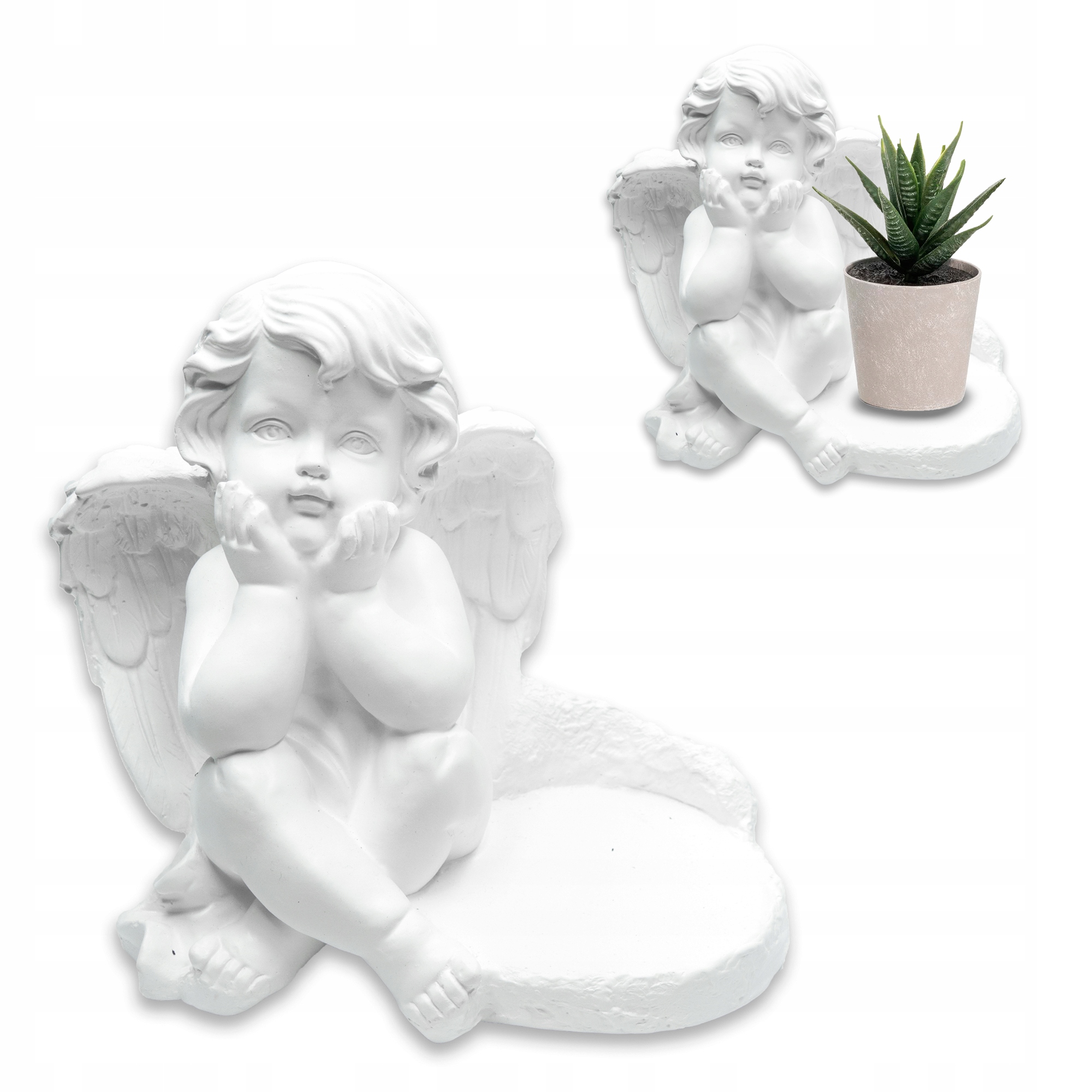 OZDOBA GIPSOWA ANIOŁ FIGURKA NAGROBNA NA GRÓB