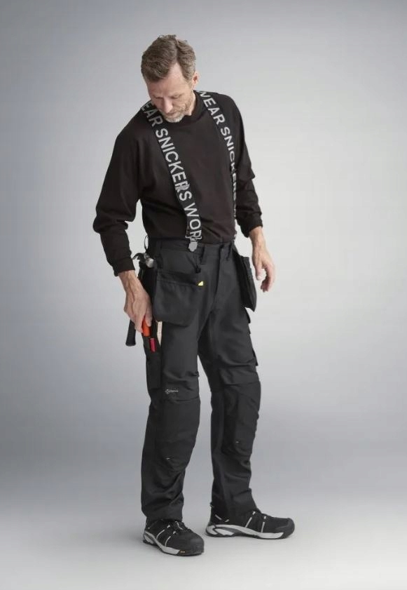 Szelki do spodni szerokie męskie elastyczne Snickers 9064 Kolor czarny