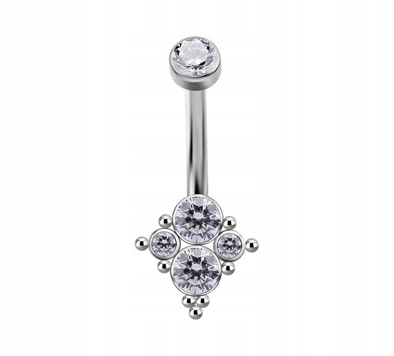 Titanová piercing do pupíku Premium Zirconia bílá