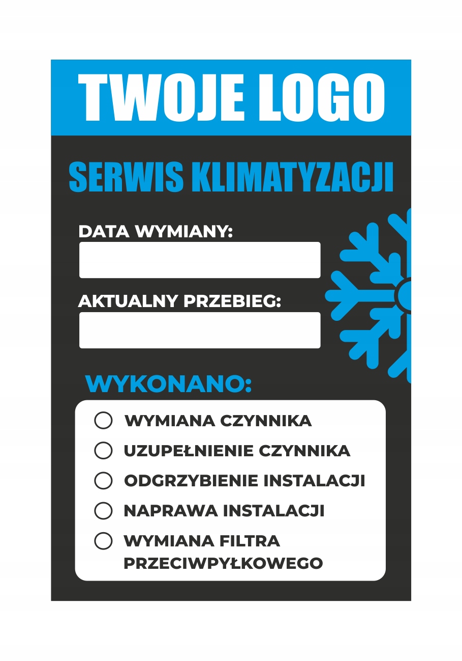 

Naklejki Serwisowe Klimatyzacja 80 Szt