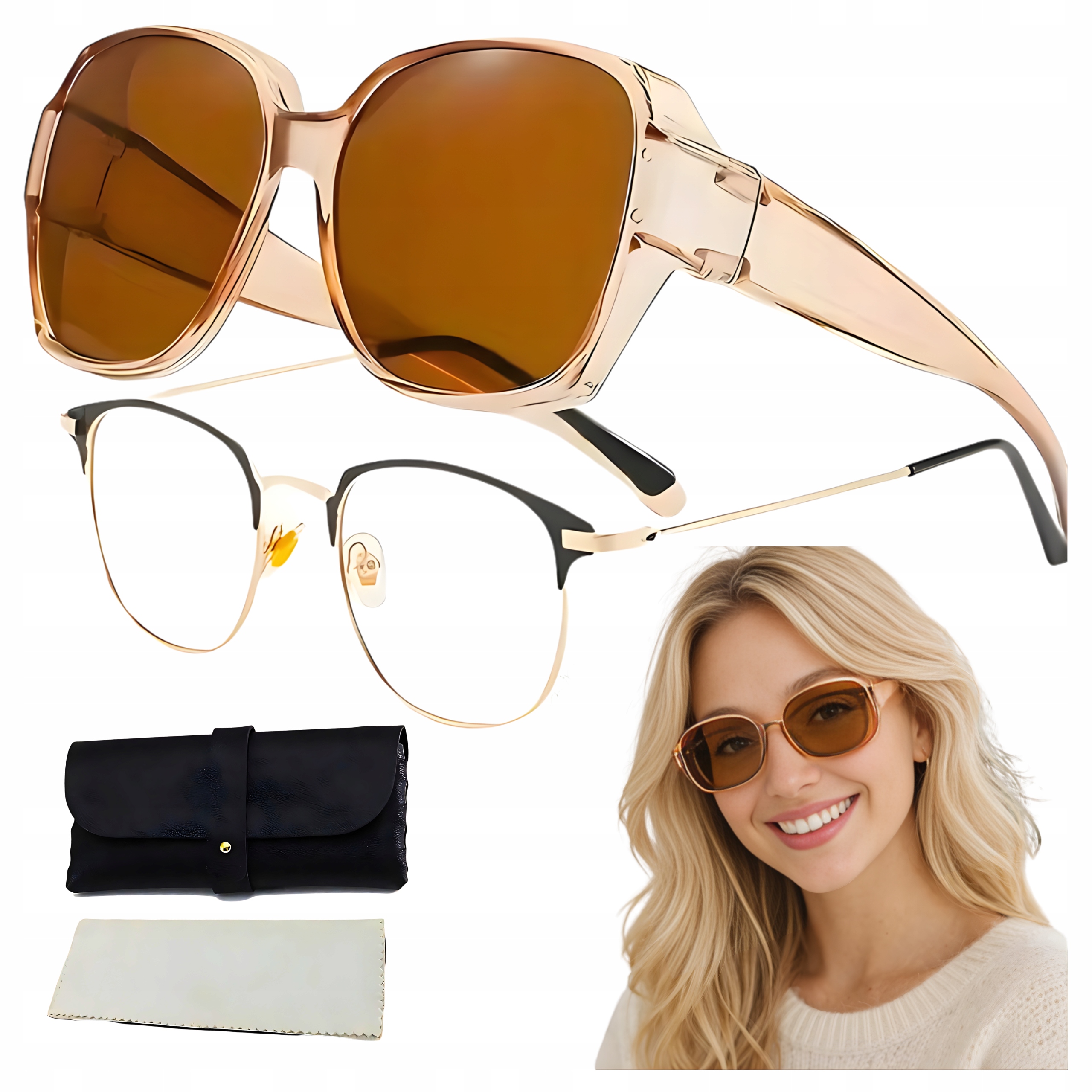 Nakładki Przeciwsłoneczne Polaryzacja Na Okulary Korekcyjne Damskie UV400