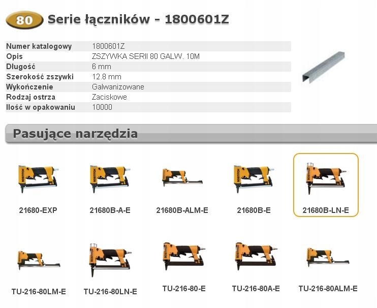 BOSTITCH ZSZYWKI 80 6mm 10 000 szt.