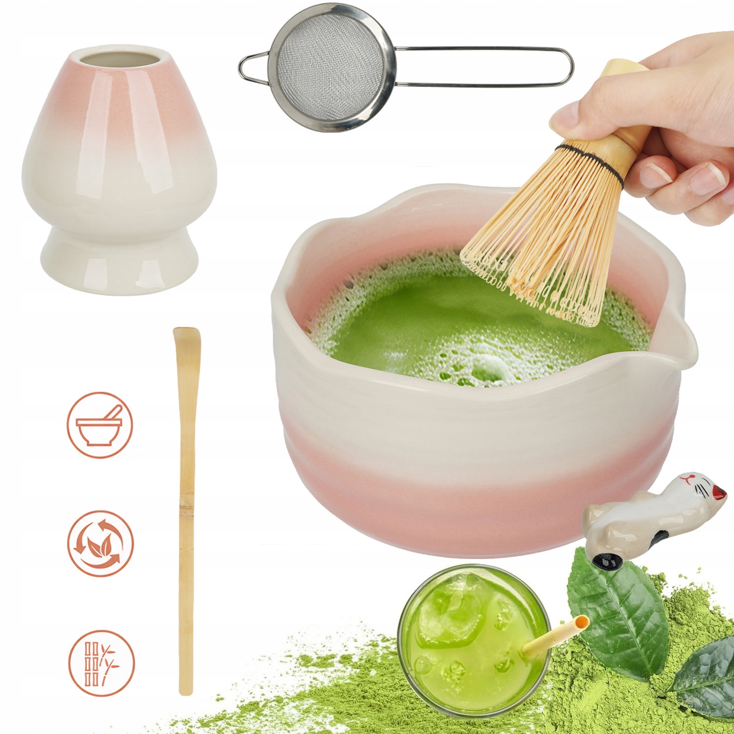 Sada Na Matchu, Metlou Matcha, Miskou Na Matchu, Držákem Na Metlu, Lžičkou