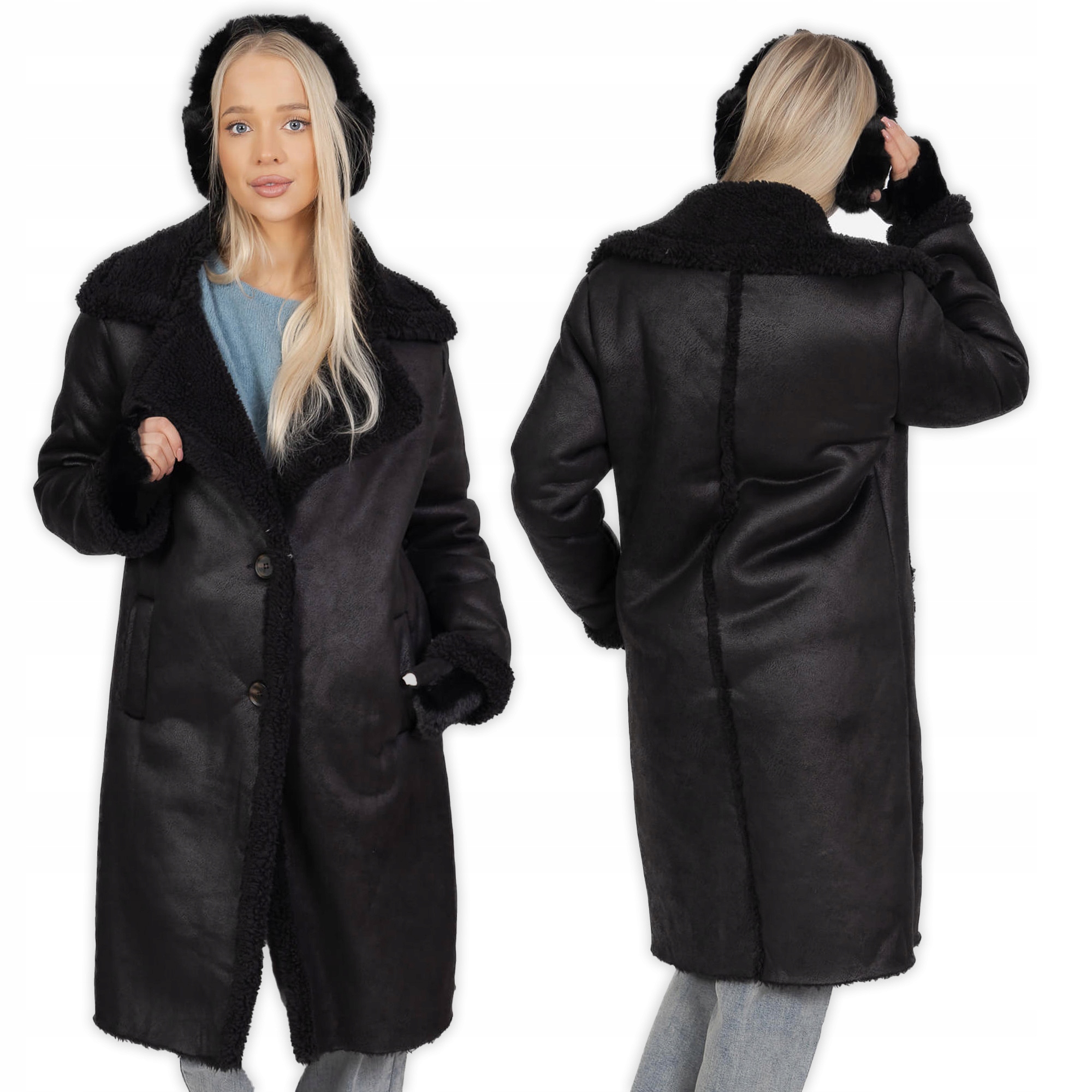 Dámský kabát Korzuch se zapínáním na knoflíky Černý S