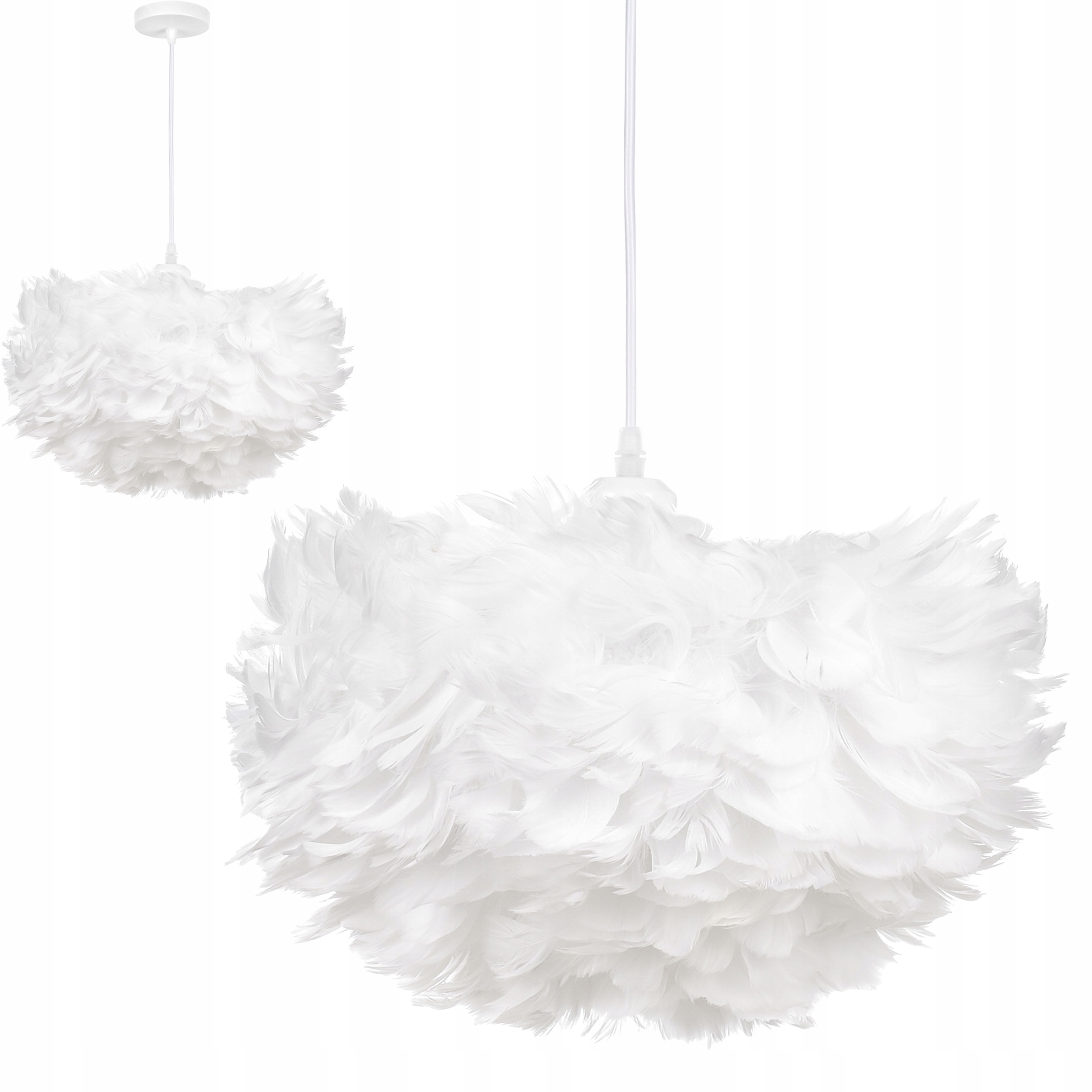 Nowoczesna lampa sufitowa wisząca żyrandol Led Biała E27 Piórko