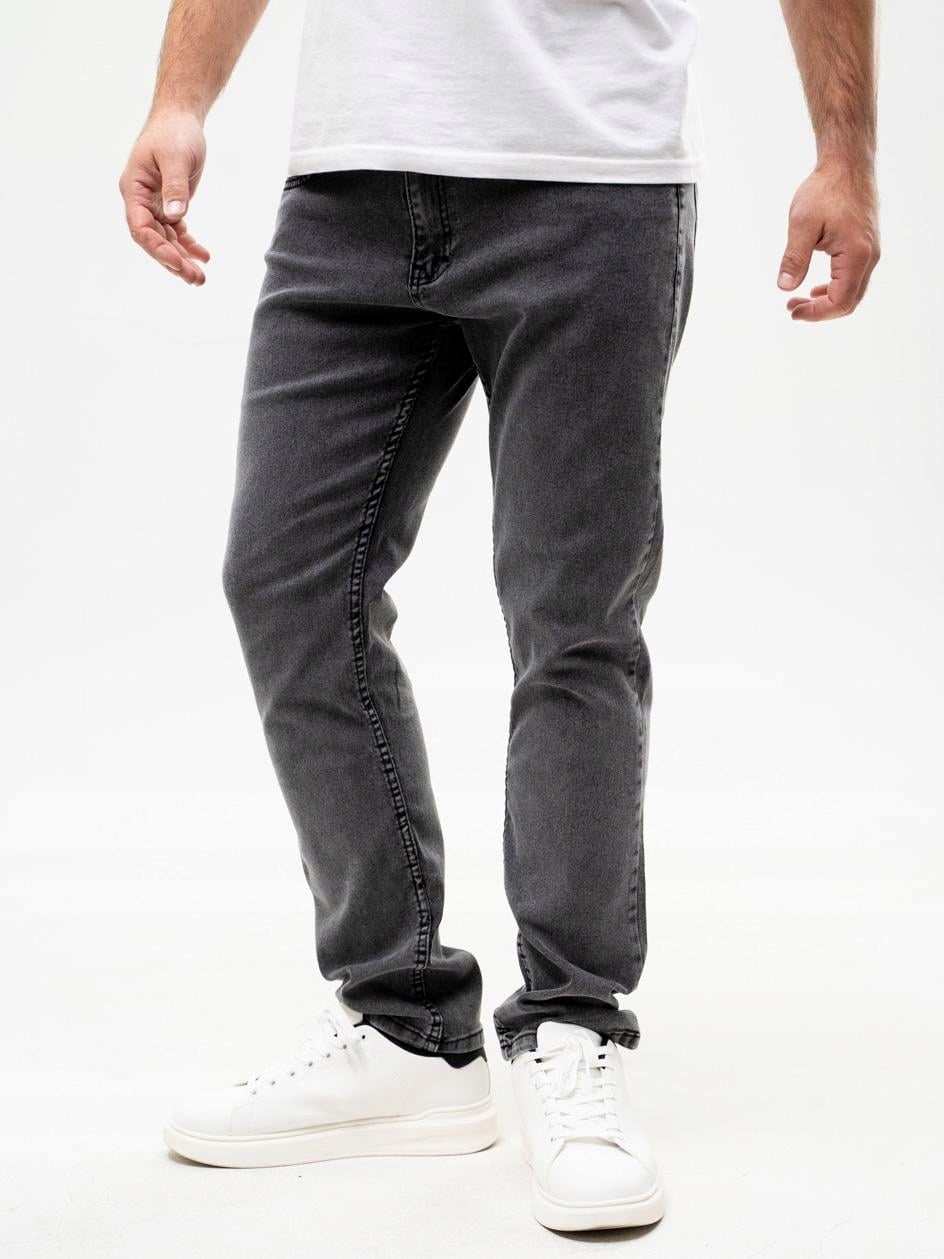 Pánské Džínové Kalhoty Klasické Jednoduché Pravidelné Urban City Šedé 32