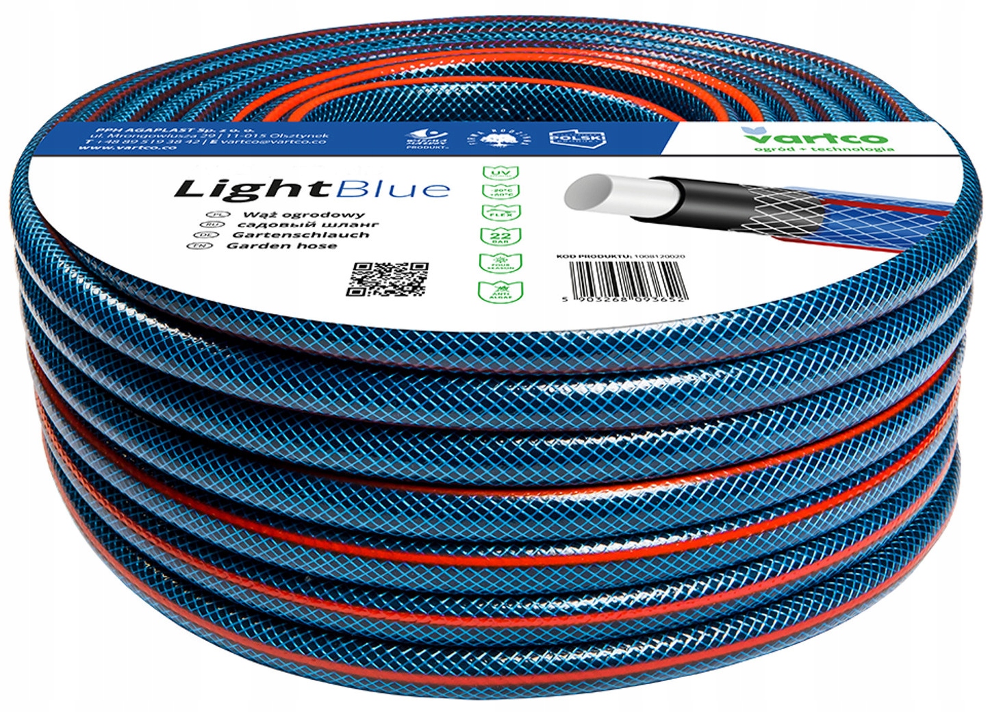 

Wąż Ogrodowy 20m 3/4'' Vartco Light Blue 4 Warstwy