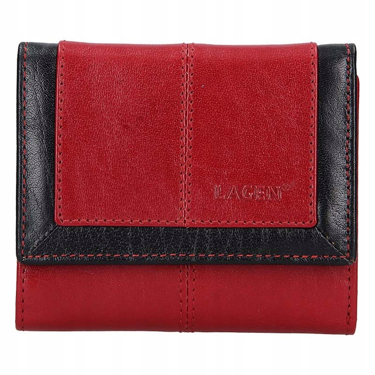 Dámská peněženka Lagen kožená BLC/4391 červená/černá Red/blk