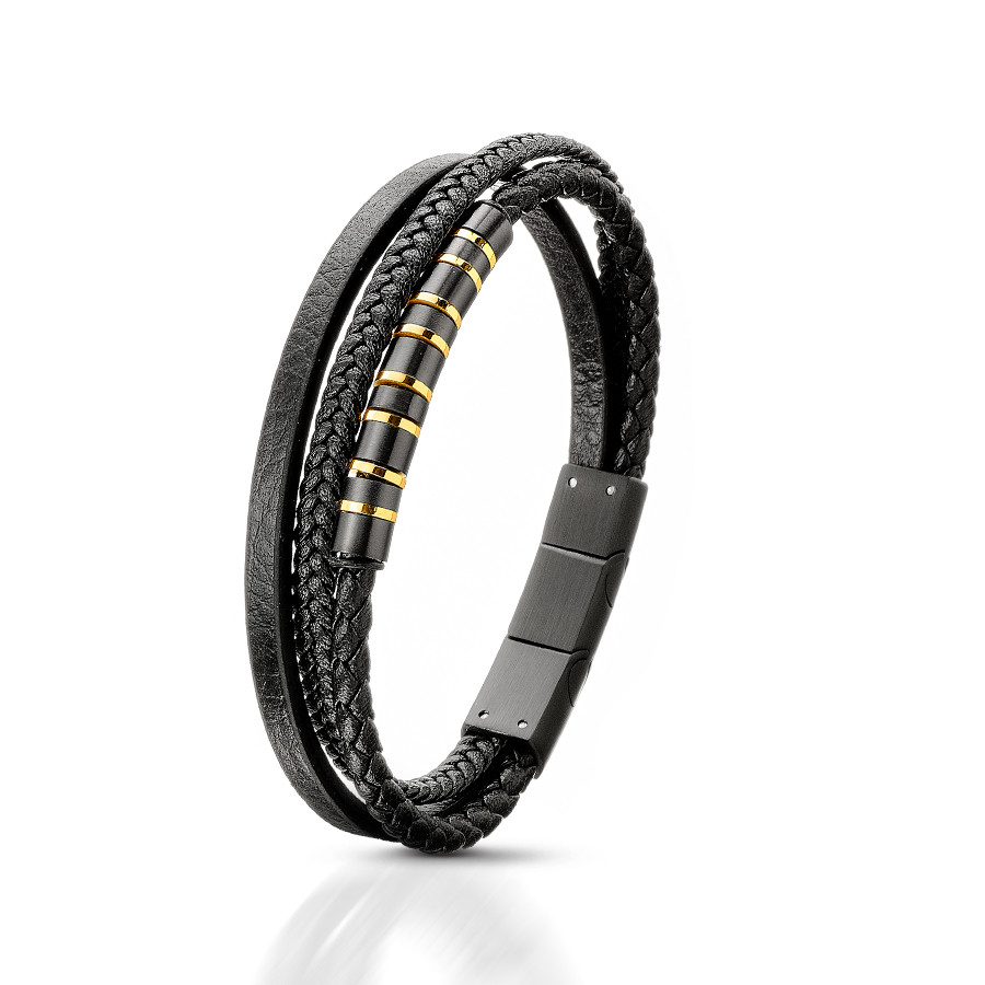 Pánský kožený náramek Venetto Ocel 316L 19 Cm