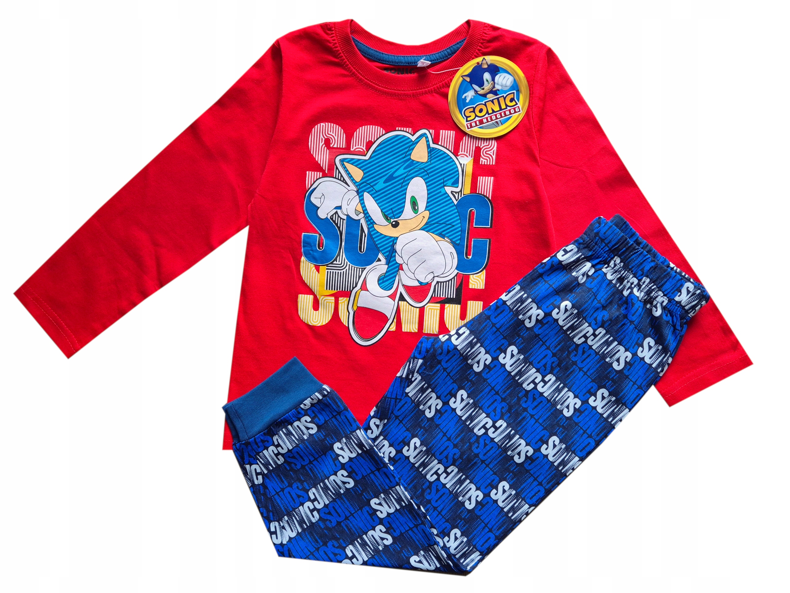 PIŻAMA SONIC CHŁOPIĘCA DZIECIĘCA KOSZULKA DŁUGI RĘKAW DŁUGIE SPODNIE JEŻ
