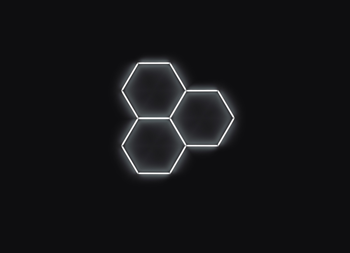 Escape6 Kompletné Led hexagónové svietidlo biele 6500K, 3 elementy 168x166 cm