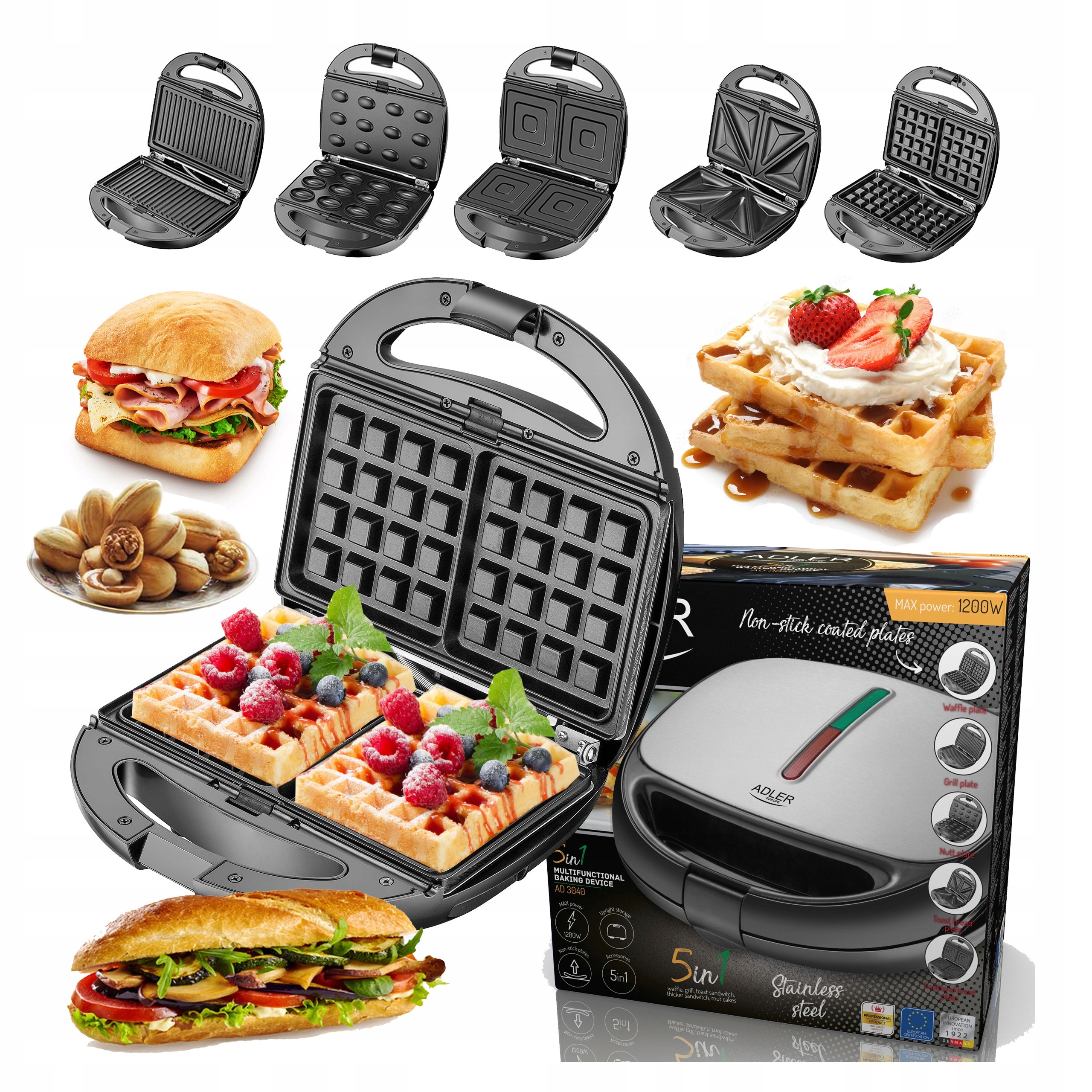 TOSTER SANDWICH GRILL OPIEKACZ do ORZESZKÓW 5w1